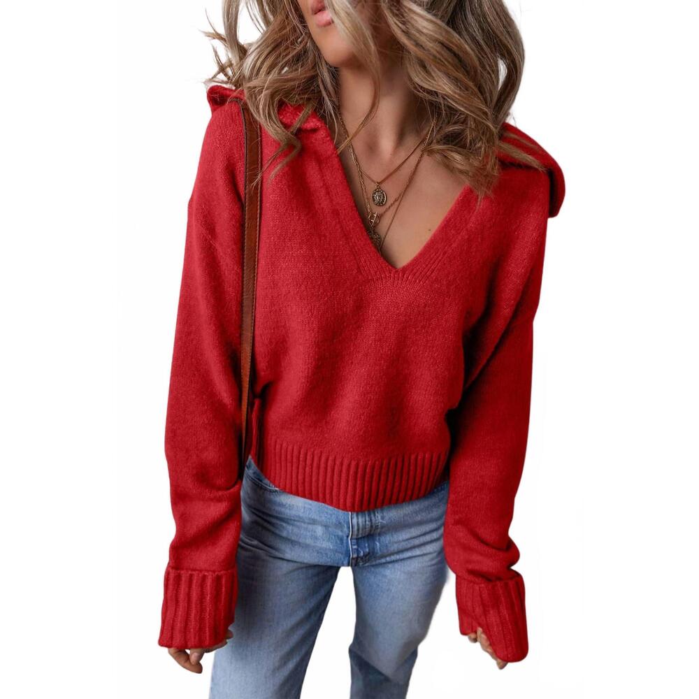 NEW LITTLE DAISY CLOSET collared v neck sweater in red